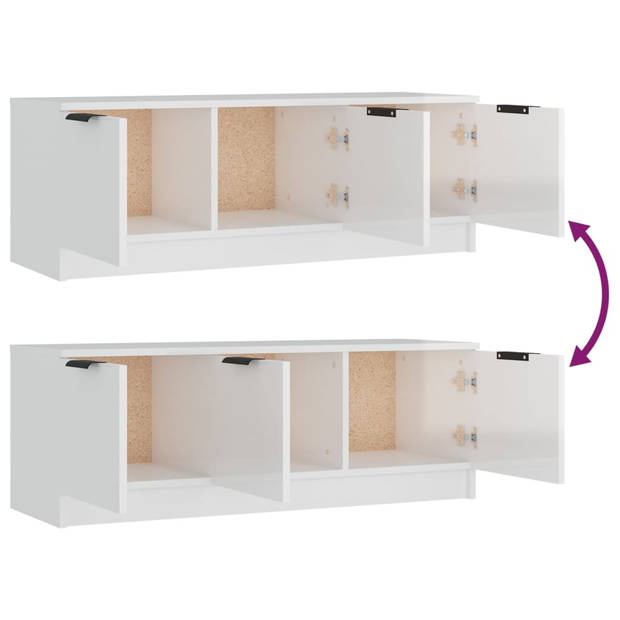 vidaXL Tv-meubel 102x35x36,5 cm bewerkt hout hoogglans wit