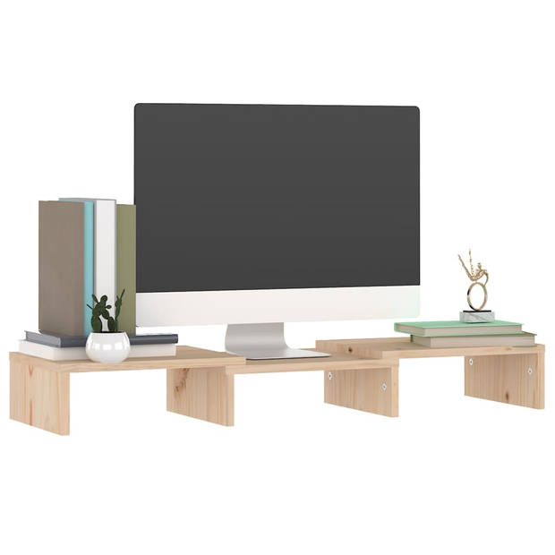 vidaXL Monitorstandaard 60x24x10,5 cm massief grenenhout