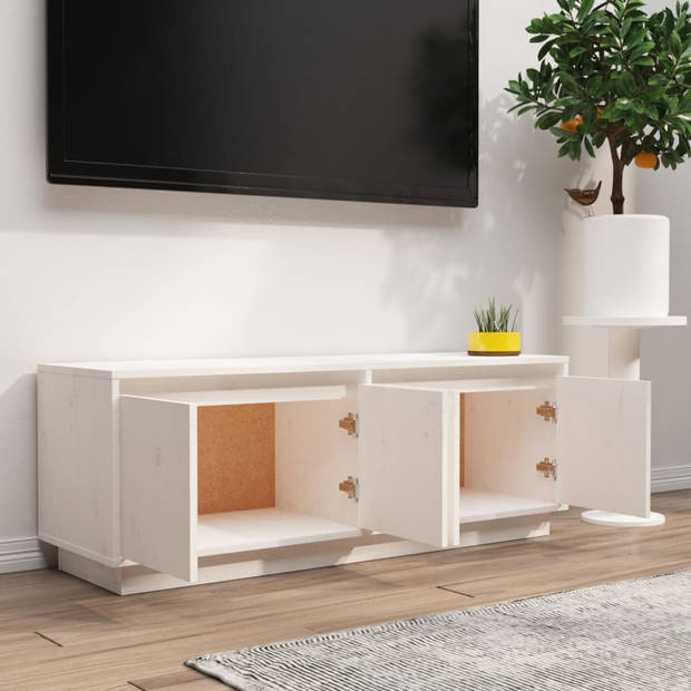 vidaXL Tv-meubel 110x34x40 cm massief grenenhout wit