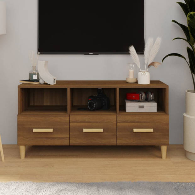 vidaXL Tv-meubel 102x36x50 cm bewerkt hout bruin eikenkleur