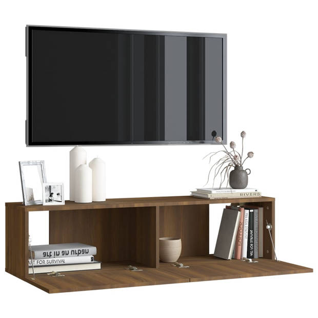 vidaXL Tv-wandmeubel 120x30x30 cm bewerkt hout bruin eikenkleur