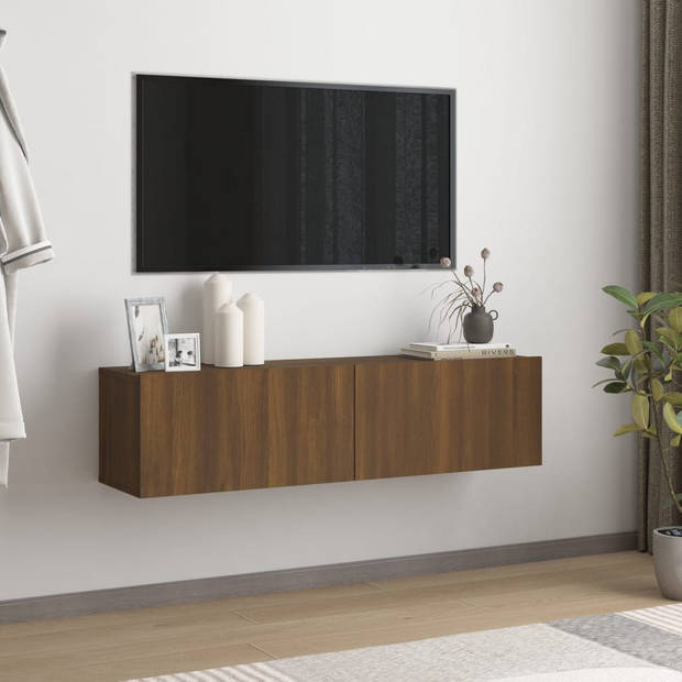 The Living Store TV-meubel - Bruineiken - 120 x 30 x 30 cm - Bewerkt hout