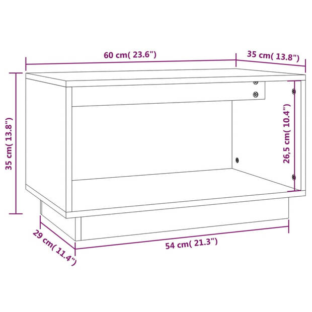 The Living Store Zwevende TV-meubel - Grenenhout - Honingbruin - 60x35x35 cm