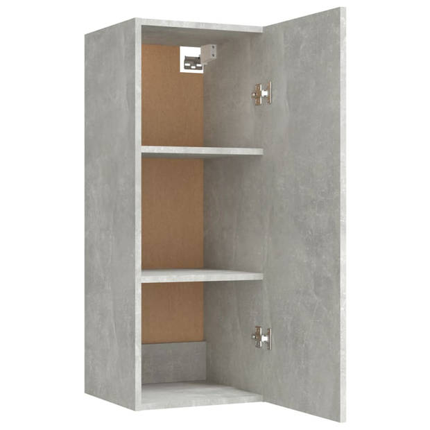 The Living Store Zwevende Wandkast - Betongrijs - 34.5 x 34 x 90 cm - Ruime opbergruimte