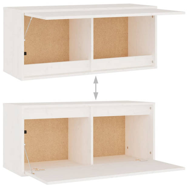 The Living Store Wandmeubel - Televisiekast - Set van 4x 80x30x35 cm - 2x 30x30x40 cm - 2x 30x30x100 cm - Massief