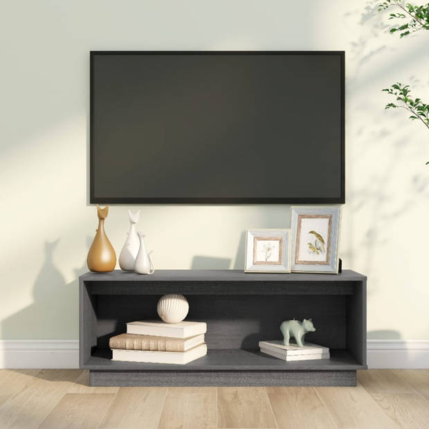 vidaXL Tv-meubel 90x35x35 cm massief grenenhout grijs