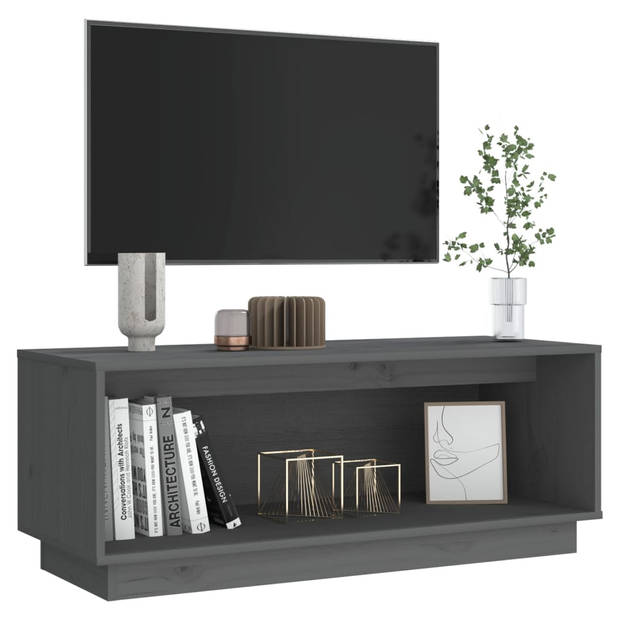 vidaXL Tv-meubel 90x35x35 cm massief grenenhout grijs