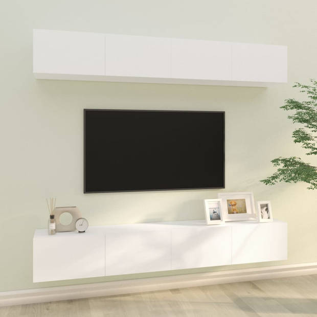 The Living Store Wandgemonteerde Tv-meubelen - Klassiek Ontwerp - Tv-meubels - 100 x 30 x 30 cm - Kleur- Wit -