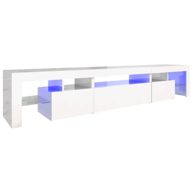 vidaXL Tv-meubel met LED-verlichting 215x36,5x40 cm hoogglans wit