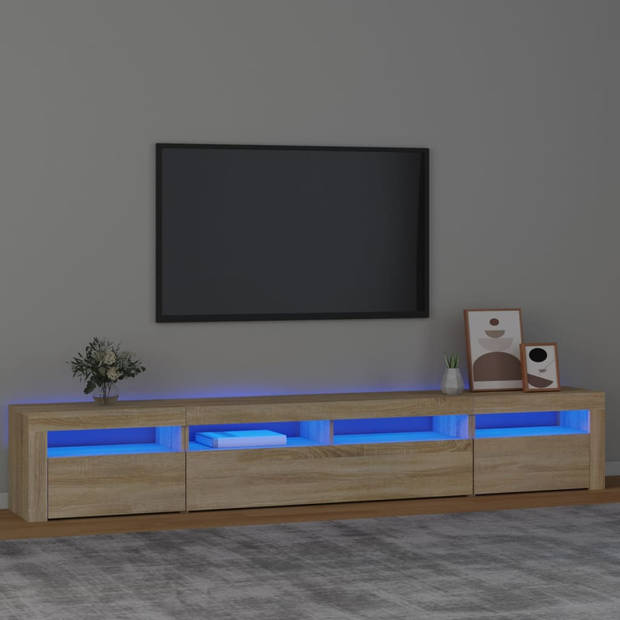 The Living Store TV-meubel - Sonoma eiken - 240 x 35 x 40 cm - RGB LED-verlichting