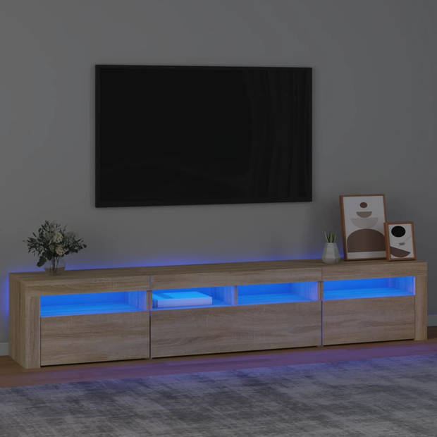 The Living Store TV-meubel - Joy - Hout - 210x35x40 cm - RGB LED-verlichting