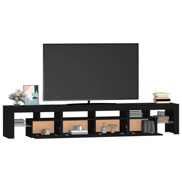 The Living Store TV-meubel - naam - Tv-meubel - 230 x 36.5 x 40 cm - Met LED-verlichting - Zwart