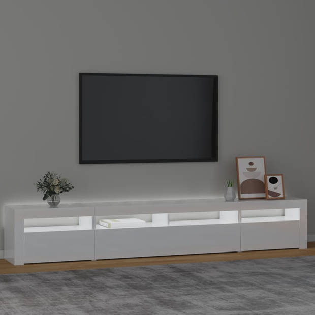 vidaXL Tv-meubel met LED-verlichting 240x35x40 cm hoogglans wit