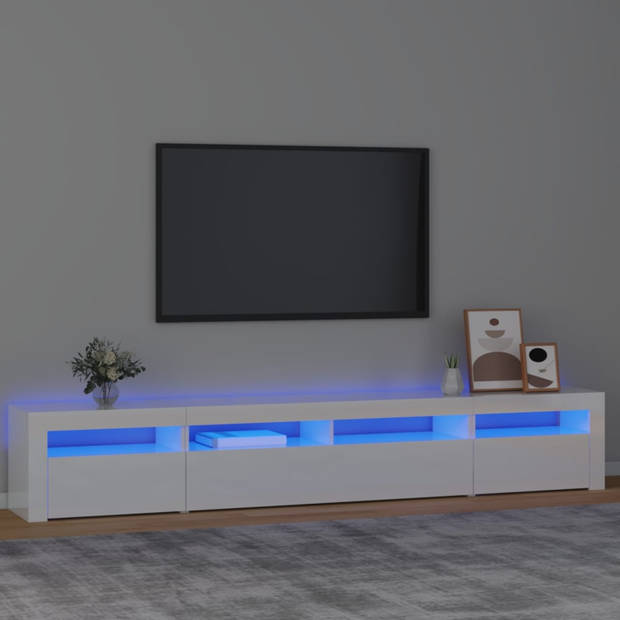 vidaXL Tv-meubel met LED-verlichting 240x35x40 cm hoogglans wit