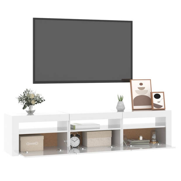 The Living Store TV-meubel Hoogglans wit - 180 x 35 x 40 cm - RGB LED-verlichting