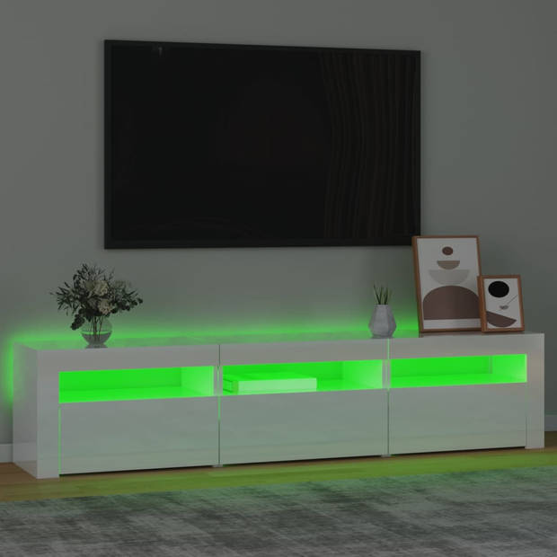 The Living Store TV-meubel Hoogglans wit - 180 x 35 x 40 cm - RGB LED-verlichting