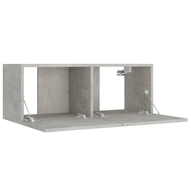 The Living Store Televisiemeubelset - betongrijs - 2x 80x30x30cm - 2x 30.5x30x90cm - bewerkt hout