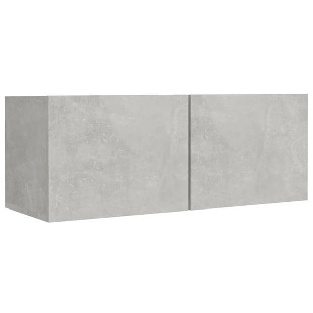 The Living Store Televisiemeubelset - betongrijs - 2x 80x30x30cm - 2x 30.5x30x90cm - bewerkt hout