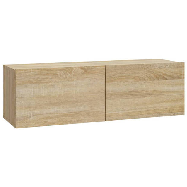 The Living Store TV meubel Sonoma eiken - Set van 2 (S) - 2 (M) en 4 (L) - Bewerkt hout - Afmetingen- 30.5 x 30 x 30