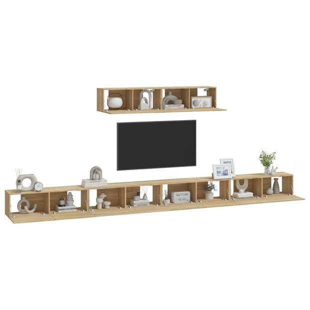 The Living Store Tv-meubelset Sonoma Eiken - 4x 100x30x30cm - 2x 80x30x30cm