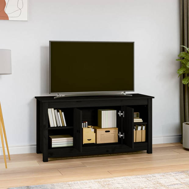 The Living Store Tv-kast Grenenhout - 103 x 36.5 x 52 cm - Zwart