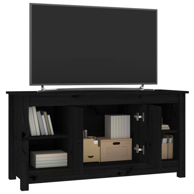 vidaXL Tv-meubel 103x36,5x52 cm massief grenenhout zwart