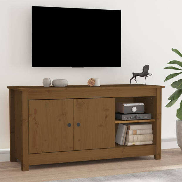 vidaXL Tv-meubel 103x36,5x52 cm massief grenenhout honingbruin