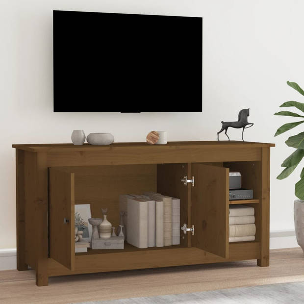 vidaXL Tv-meubel 103x36,5x52 cm massief grenenhout honingbruin