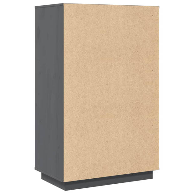 vidaXL Hoge kast 67x40x108,5 cm massief grenenhout grijs