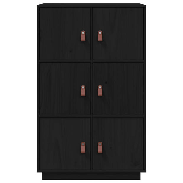 vidaXL Hoge kast 67x40x108,5 cm massief grenenhout zwart