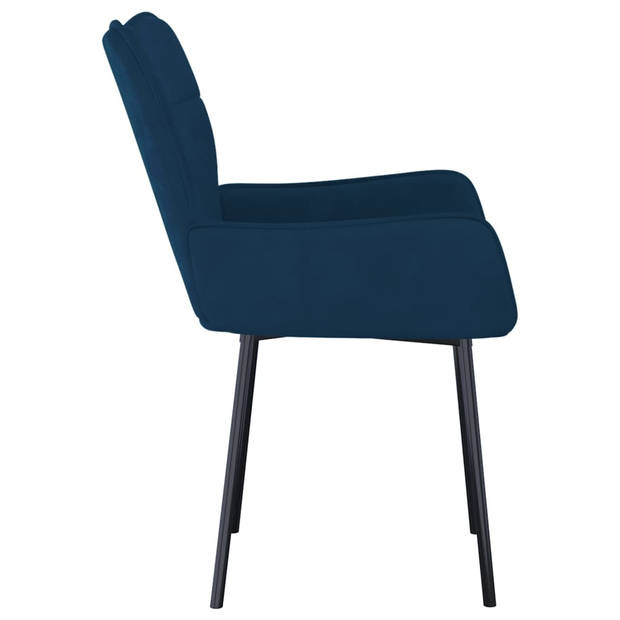 The Living Store Eetkamerstoelen - Fluweel - Blauw - 55x58.5x81.5cm - Ergonomisch ontwerp