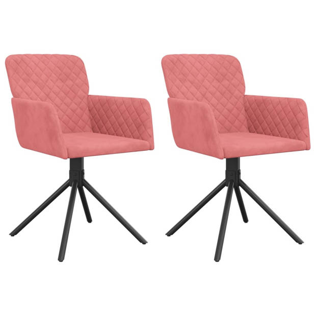 vidaXL Eetkamerstoelen draaibaar 2 st fluweel roze