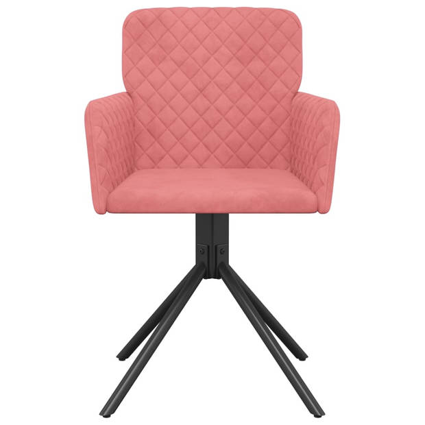 vidaXL Eetkamerstoelen draaibaar 2 st fluweel roze