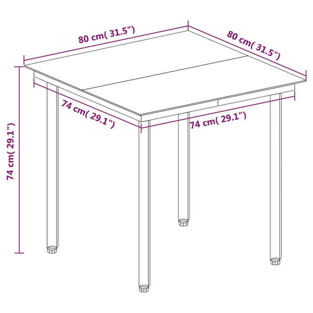 vidaXL 5-delige Tuinset met kussens poly rattan en glas