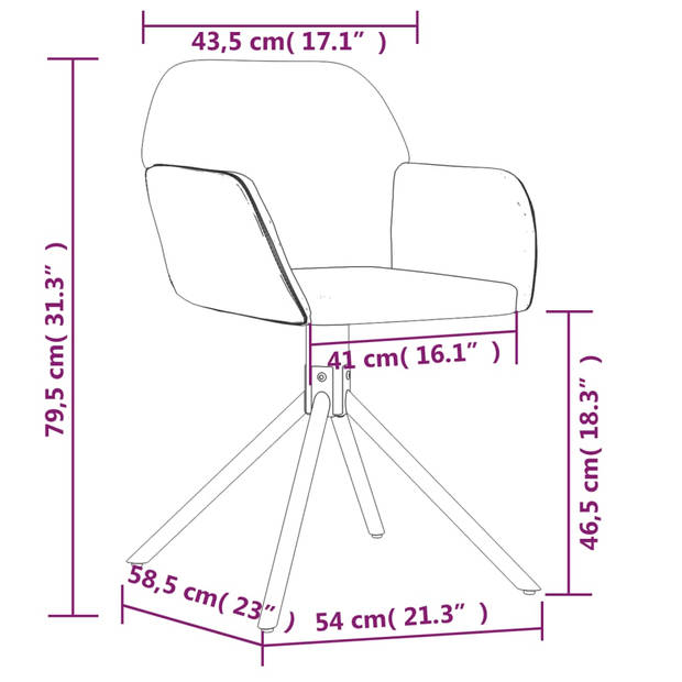 vidaXL Eetkamerstoelen 2 st draaibaar fluweel donkergrijs