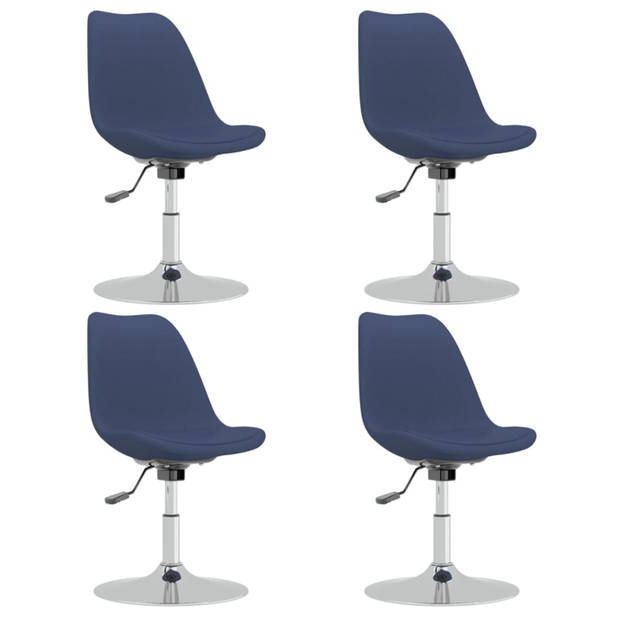 vidaXL Eetkamerstoelen draaibaar 4 st stof blauw