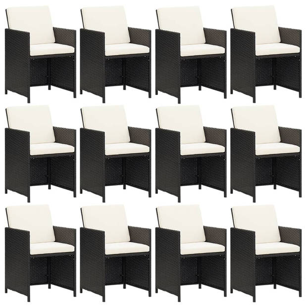 The Living Store Tuinset - Poly Rattan - Zwart - 331 x 107 x 74 cm - Inklapbare stoelen - Dikke zit- en rugkussens -