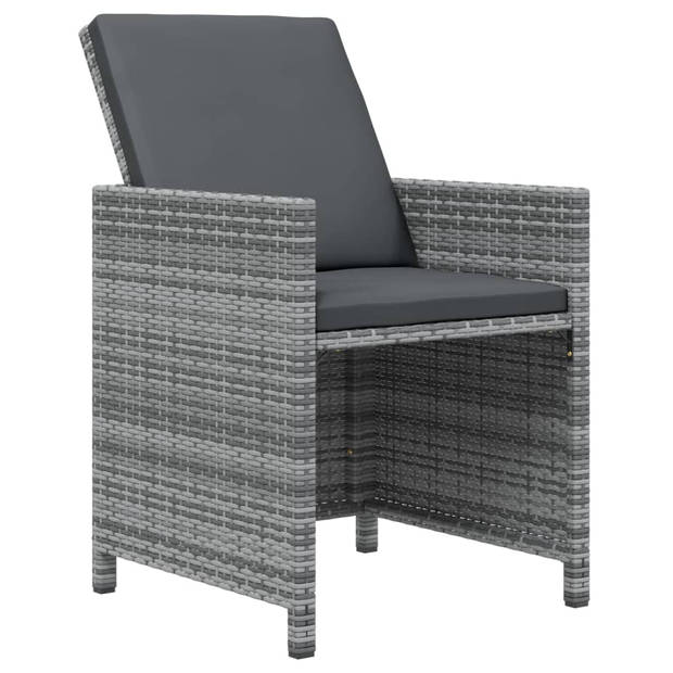 The Living Store Tuinset - Poly rattan - Grijs/Zwart - 387x107x74 cm - Inklapbare stoelen(oping- houd er rekening mee