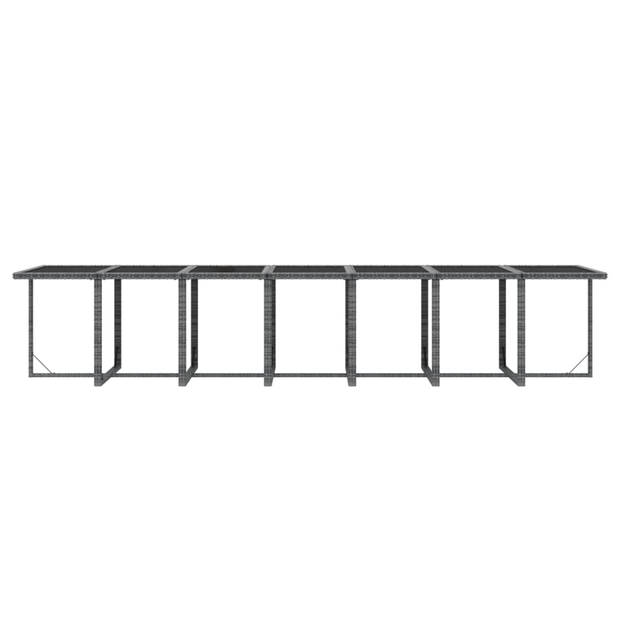 The Living Store Tuinset - Poly rattan - Grijs/Zwart - 387x107x74 cm - Inklapbare stoelen(oping- houd er rekening mee
