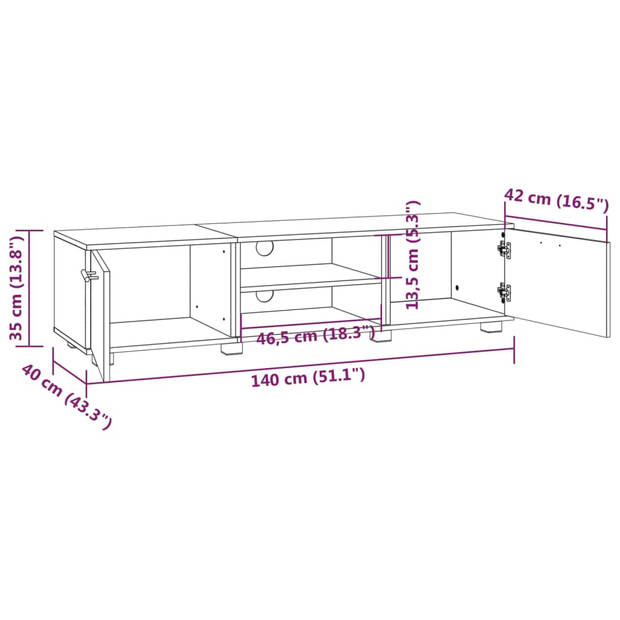 vidaXL Tv-meubel 140x40x35 cm bewerkt hout gerookt eikenkleurig