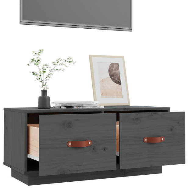 vidaXL Tv-meubel 80x34x35 cm massief grenenhout grijs