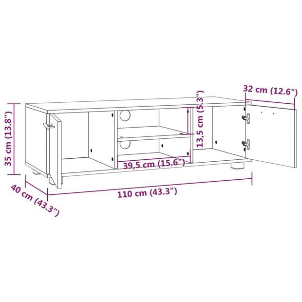 The Living Store Tv-meubel - Trendy Design - 110 x 40 x 35 cm - Gerookt eiken