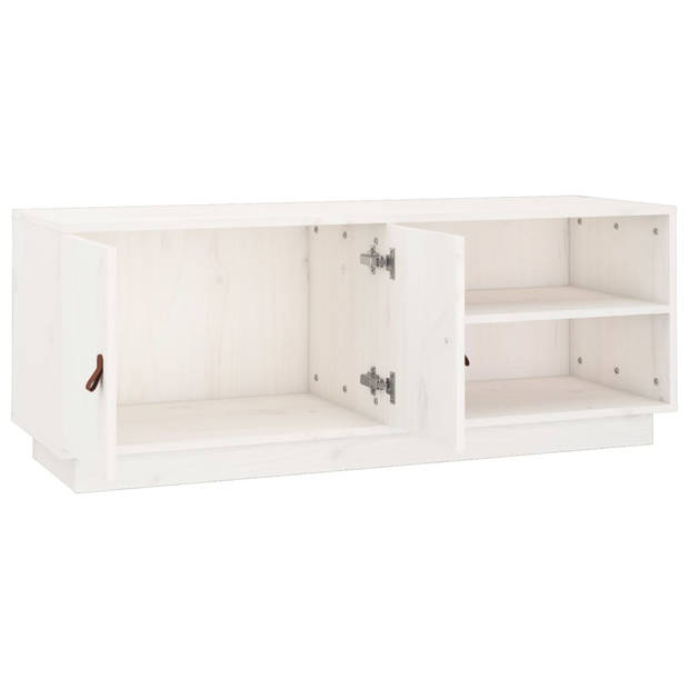 vidaXL Tv-meubel 105x34x40 cm massief grenenhout wit