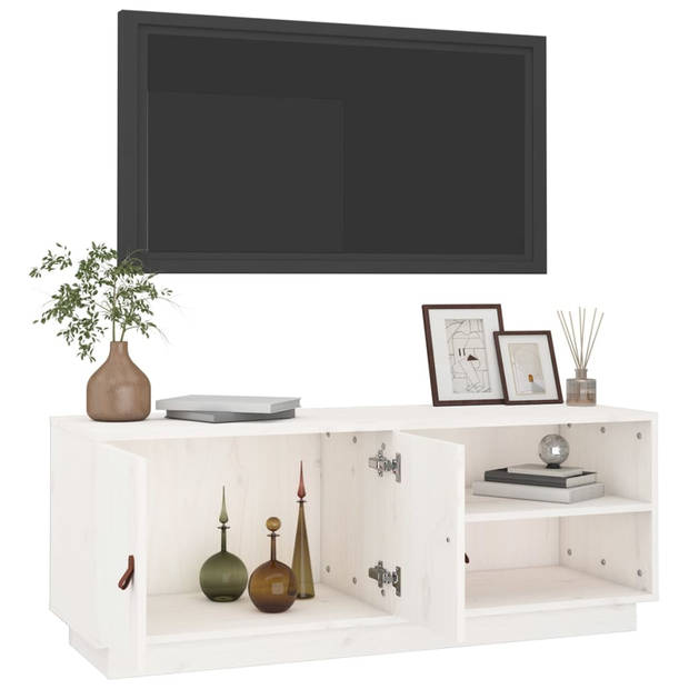 vidaXL Tv-meubel 105x34x40 cm massief grenenhout wit