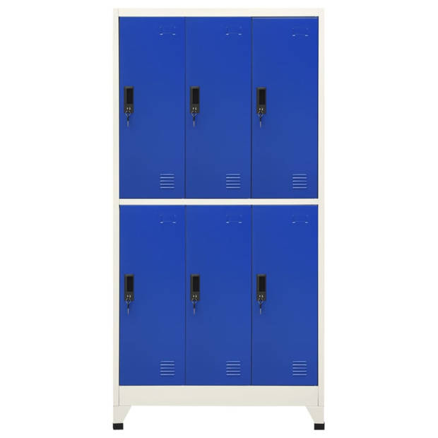 vidaXL Lockerkast 90x45x180 cm staal grijs en blauw