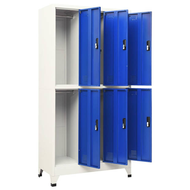 vidaXL Lockerkast 90x45x180 cm staal grijs en blauw