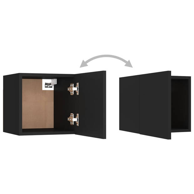 The Living Store TV-meubel Stereokast - 60 x 30 x 30 cm - Zwart - Spaanplaat