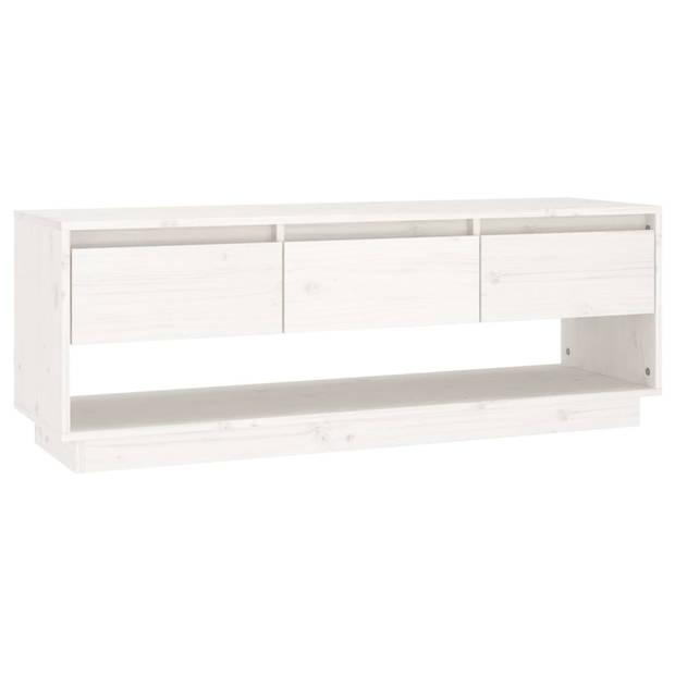 vidaXL Tv-meubel 110,5x34x40 cm massief grenenhout wit