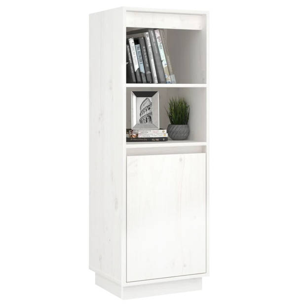 vidaXL Hoge kast 37x34x110 cm massief grenenhout wit