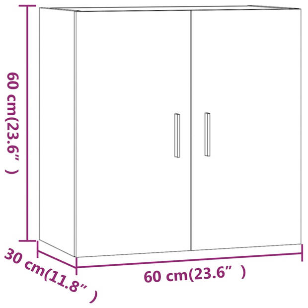 vidaXL Wandkast 60x30x60 cm bewerkt hout bruin eikenkleur